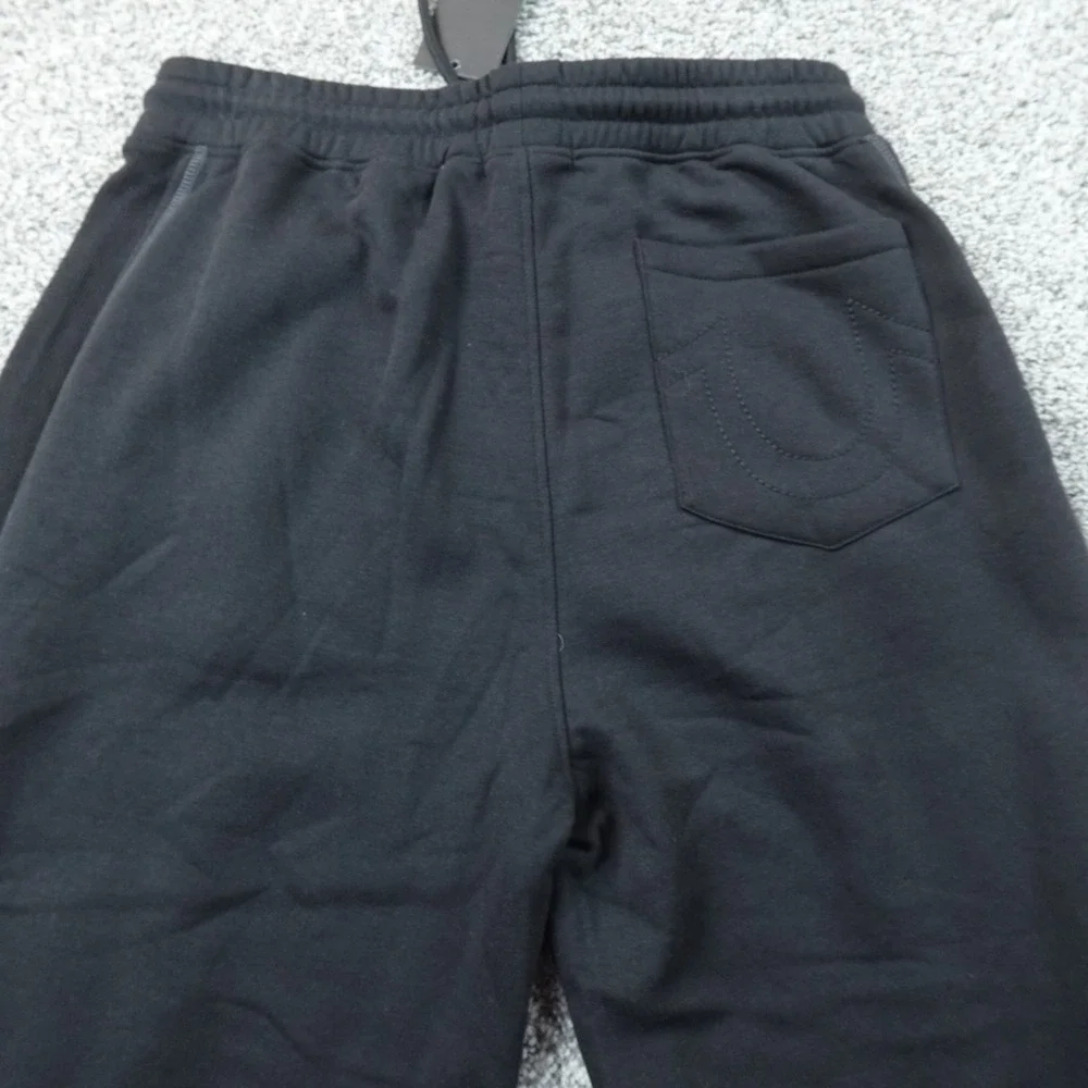 NEW True Religion Sweatpants Mens S Black Baggy Wide Leg Drawstring Jogger Pants